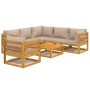 Set muebles de jardín 7 pzas madera maciza y cojines gris taupé de vidaXL, Conjuntos de jardín - Ref: Foro24-3155258, Precio:...