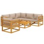 Set muebles de jardín 7 pzas madera maciza y cojines gris taupé de vidaXL, Conjuntos de jardín - Ref: Foro24-3155258, Precio:...