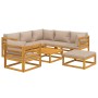 Set muebles de jardín 8 pzas madera maciza y cojines gris taupé de vidaXL, Conjuntos de jardín - Ref: Foro24-3155259, Precio:...