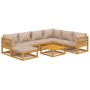 Set muebles de jardín 8 pzas madera maciza y cojines gris taupé de vidaXL, Conjuntos de jardín - Ref: Foro24-3155260, Precio:...