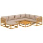 Set muebles de jardín 8 pzas madera maciza y cojines gris taupé de vidaXL, Conjuntos de jardín - Ref: Foro24-3155260, Precio:...