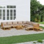 Gartenmöbel-Set 12-teilig aus Massivholz und taupegrauen Kissen von vidaXL, Gartensets - Ref: Foro24-3155264, Preis: 1,00 €, ...