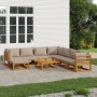 Gartenmöbel-Set 9-teilig aus Massivholz und taupegrauen Kissen von vidaXL, Gartensets - Ref: Foro24-3155265, Preis: 941,65 €,...