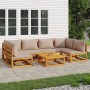 Garden furniture set 7 pieces solid wood and taupe gray cushions by vidaXL, Garden sets - Ref: Foro24-3155267, Price: 720,43 ...