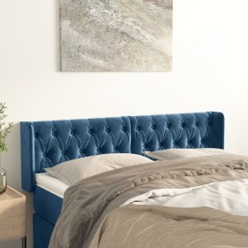 Dark blue velvet headboard 147x16x78/88 cm by vidaXL, Headboards and footboards - Ref: Foro24-3119156, Price: 83,62 €, Discou...