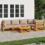 Gartenmöbel-Set 6-teilig aus Massivholz und taupegrauen Kissen von vidaXL, Gartensets - Ref: Foro24-3155270, Preis: 636,48 €,...