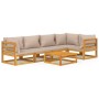 Set muebles de jardín 6 pzas madera maciza y cojines gris taupé de vidaXL, Conjuntos de jardín - Ref: Foro24-3155270, Precio:...