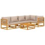 Set muebles de jardín 6 pzas madera maciza y cojines gris taupé de vidaXL, Conjuntos de jardín - Ref: Foro24-3155270, Precio:...