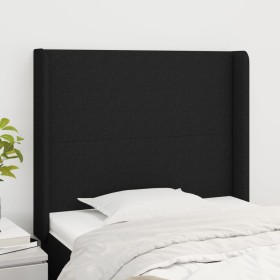 Cabecero con orejas de tela negro 83x16x118/128 cm de vidaXL, Cabeceros y pies de cama - Ref: Foro24-3119276, Precio: 70,99 €...