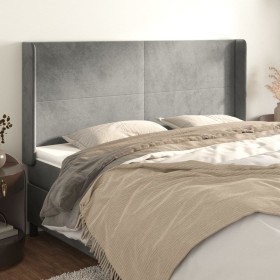 Cabecero con orejas de terciopelo gris claro 203x16x118/128 cm de vidaXL, Cabeceros y pies de cama - Ref: Foro24-3119366, Pre...