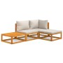 Set muebles de jardín 4 pzas madera maciza y cojines gris claro de vidaXL, Conjuntos de jardín - Ref: Foro24-3155277, Precio:...