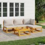 Garden furniture set 5 pieces solid wood and light gray cushions by vidaXL, Garden sets - Ref: Foro24-3155278, Price: 485,59 ...