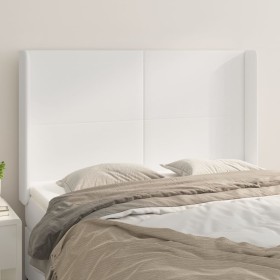 Headboard with white synthetic leather ears 147x16x118/128 cm by vidaXL, Headboards and footboards - Ref: Foro24-3119391, Pri...