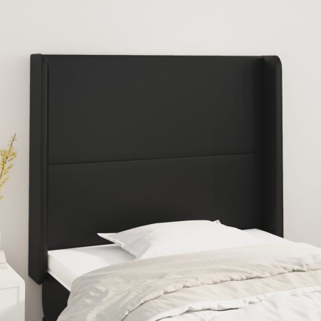 Headboard with black synthetic leather ears 93x16x118/128 cm by vidaXL, Headboards and footboards - Ref: Foro24-3119378, Pric...