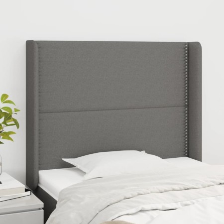 Headboard with dark gray fabric ears 83x16x118/128 cm by vidaXL, Headboards and footboards - Ref: Foro24-3119415, Price: 64,0...