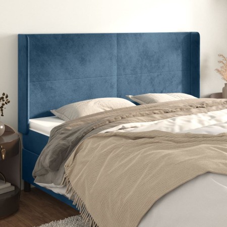 Headboard with dark blue velvet ears 203x16x118/128 cm by vidaXL, Headboards and footboards - Ref: Foro24-3119370, Price: 139...