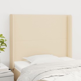 Headboard with cream fabric ears 103x16x118/128 cm by vidaXL, Headboards and footboards - Ref: Foro24-3119295, Price: 76,99 €...