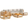 Set muebles de jardín 7 pzas madera maciza y cojines gris claro de vidaXL, Conjuntos de jardín - Ref: Foro24-3155282, Precio:...