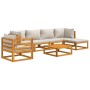 Set muebles de jardín 7 pzas madera maciza y cojines gris claro de vidaXL, Conjuntos de jardín - Ref: Foro24-3155282, Precio:...