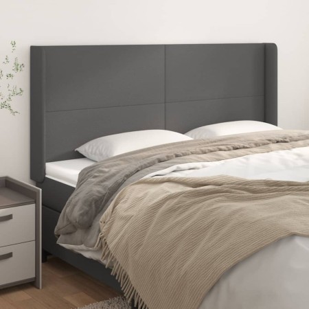 Headboard with gray synthetic leather ears 203x16x118/128 cm by vidaXL, Headboards and footboards - Ref: Foro24-3119412, Pric...