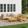 Garden furniture set 5 pieces solid wood and light gray cushions by vidaXL, Garden sets - Ref: Foro24-3155285, Price: 600,47 ...