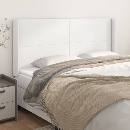 Headboard with white synthetic leather ears 203x16x118/128 cm by vidaXL, Headboards and footboards - Ref: Foro24-3119409, Pri...