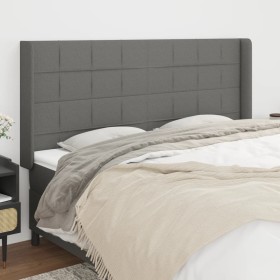 Headboard with dark gray fabric ears 163x16x118/128 cm by vidaXL, Headboards and footboards - Ref: Foro24-3119587, Price: 132...