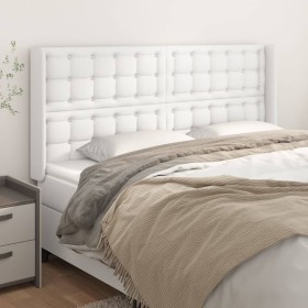 Headboard with white synthetic leather ears 203x16x118/128 cm by vidaXL, Headboards and footboards - Ref: Foro24-3119689, Pri...