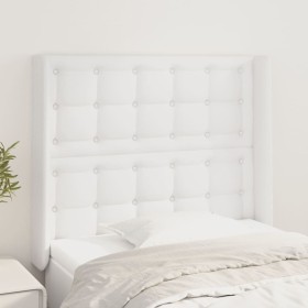 Headboard with white synthetic leather ears 93x16x118/128 cm by vidaXL, Headboards and footboards - Ref: Foro24-3119659, Pric...