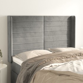 Cabecero con orejas de terciopelo gris claro 147x16x118/128 cm de vidaXL, Cabeceros y pies de cama - Ref: Foro24-3119768, Pre...