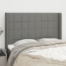 Headboard with dark gray fabric ears 147x16x118/128 cm by vidaXL, Headboards and footboards - Ref: Foro24-3119579, Price: 120...