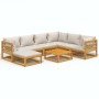 Gartenmöbel-Set 8-teilig aus Massivholz und hellgrauen Kissen von vidaXL, Gartensets - Ref: Foro24-3155291, Preis: 812,88 €, ...