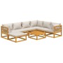 Set muebles de jardín 8 pzas madera maciza y cojines gris claro de vidaXL, Conjuntos de jardín - Ref: Foro24-3155291, Precio:...