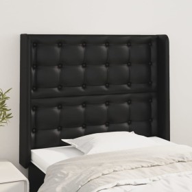 Headboard with black synthetic leather ears 93x16x118/128 cm by vidaXL, Headboards and footboards - Ref: Foro24-3119658, Pric...