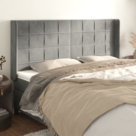 Cabecero con orejas de terciopelo gris claro 183x16x118/128 cm de vidaXL, Cabeceros y pies de cama - Ref: Foro24-3119640, Pre...