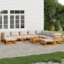 Garden furniture set 11 pieces solid wood and light gray cushions by vidaXL, Garden sets - Ref: Foro24-3155293, Price: 1,00 €...