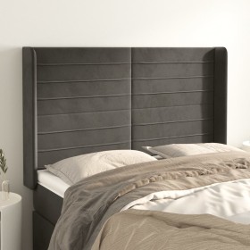 Cabecero con orejas de terciopelo gris oscuro 147x16x118/128 cm de vidaXL, Cabeceros y pies de cama - Ref: Foro24-3119769, Pr...