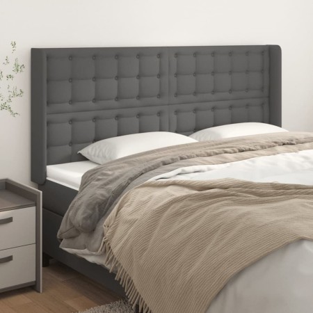 Headboard with ears gray synthetic leather 183x16x118/128 cm by vidaXL, Headboards and footboards - Ref: Foro24-3119686, Pric...