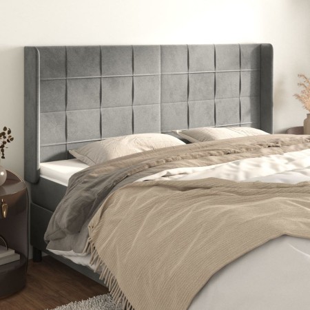 Headboard with light gray velvet ears 203x16x118/128 cm by vidaXL, Headboards and footboards - Ref: Foro24-3119646, Price: 13...