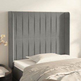 Cabecero con orejas de terciopelo gris claro 83x16x118/128 cm de vidaXL, Cabeceros y pies de cama - Ref: Foro24-3119848, Prec...