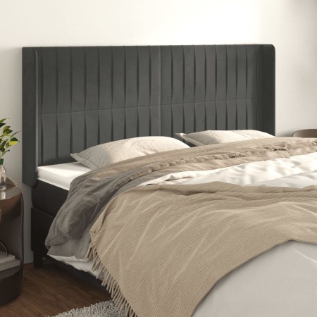 Headboard with dark gray velvet ears 163x16x118/128 cm by vidaXL, Headboards and footboards - Ref: Foro24-3119873, Price: 123...