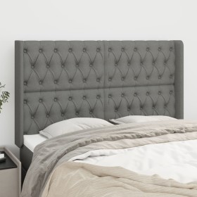 Headboard with dark gray fabric ears 163x16x118/128 cm by vidaXL, Headboards and footboards - Ref: Foro24-3119923, Price: 160...