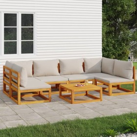 Garden furniture set 7 pieces solid wood and light gray cushions by vidaXL, Garden sets - Ref: Foro24-3155298, Price: 715,99 ...