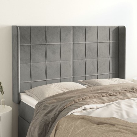 Cabecero con orejas de terciopelo gris claro 147x16x118/128 cm de vidaXL, Cabeceros y pies de cama - Ref: Foro24-3119628, Pre...