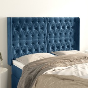 Headboard with dark blue velvet ears 163x16x118/128 cm by vidaXL, Headboards and footboards - Ref: Foro24-3119974, Price: 159...