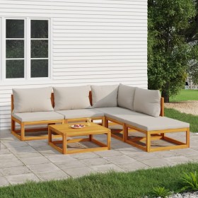 Garden furniture set 6 pieces solid wood and light gray cushions by vidaXL, Garden sets - Ref: Foro24-3155299, Price: 579,95 ...