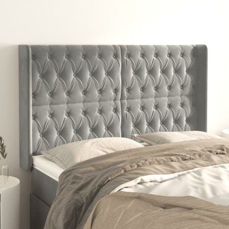 Headboard with light gray velvet ears 163x16x118/128 cm by vidaXL, Headboards and footboards - Ref: Foro24-3119970, Price: 16...