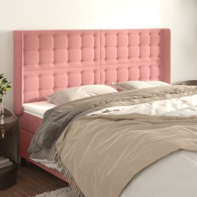 Cabecero con orejas de terciopelo rosa 203x16x118/128 cm de vidaXL, Cabeceros y pies de cama - Ref: Foro24-3120085, Precio: 1...