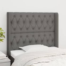 Headboard with dark gray fabric ears 93x16x118/128 cm by vidaXL, Headboards and footboards - Ref: Foro24-3119899, Price: 92,5...