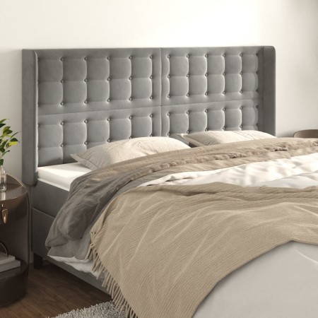 Headboard with light gray velvet ears 203x16x118/128 cm by vidaXL, Headboards and footboards - Ref: Foro24-3120080, Price: 14...